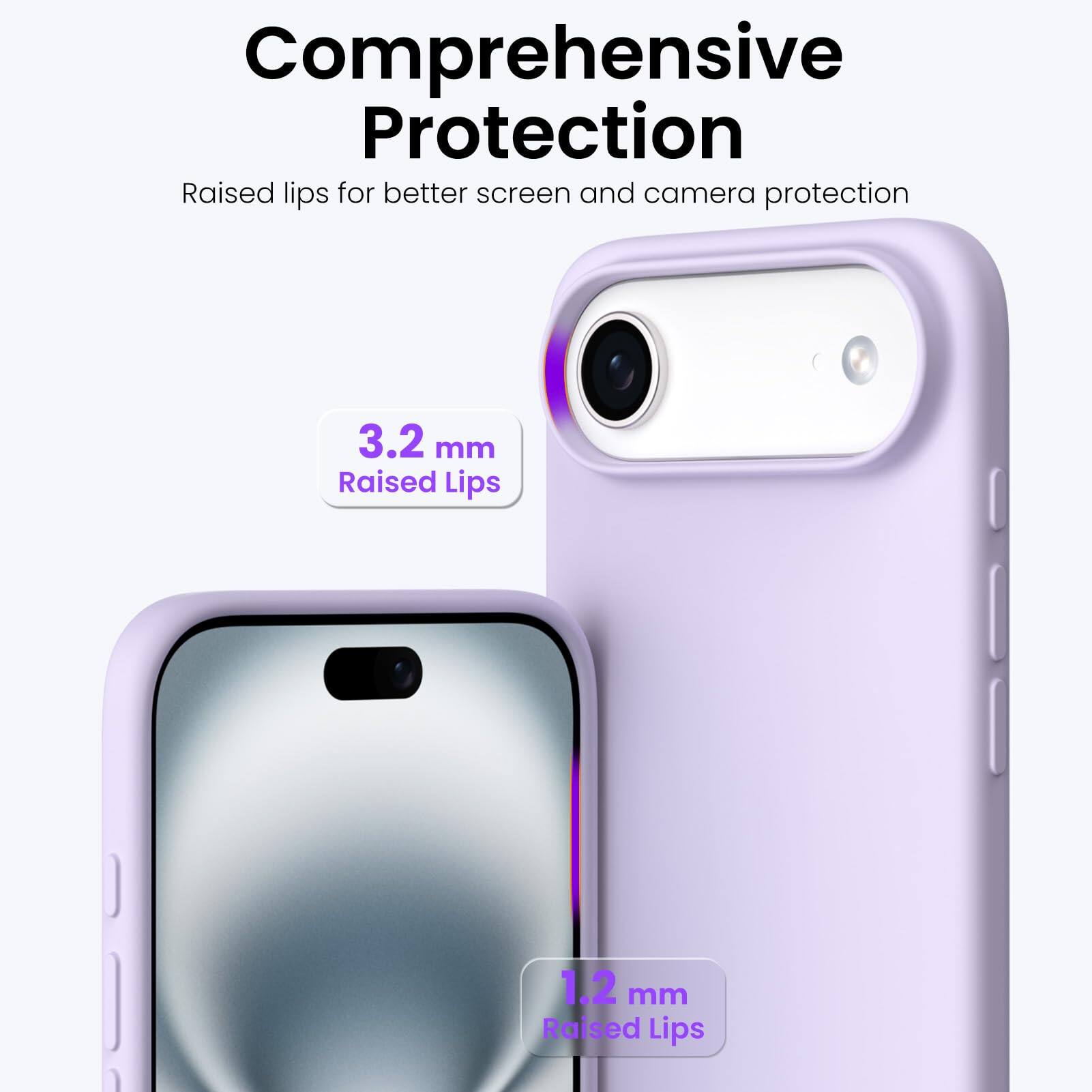 Comprehensive Protection

Raised lips for better screen and camera protection

3.2 mm Raised Lips

1.2 mm Raised Lips