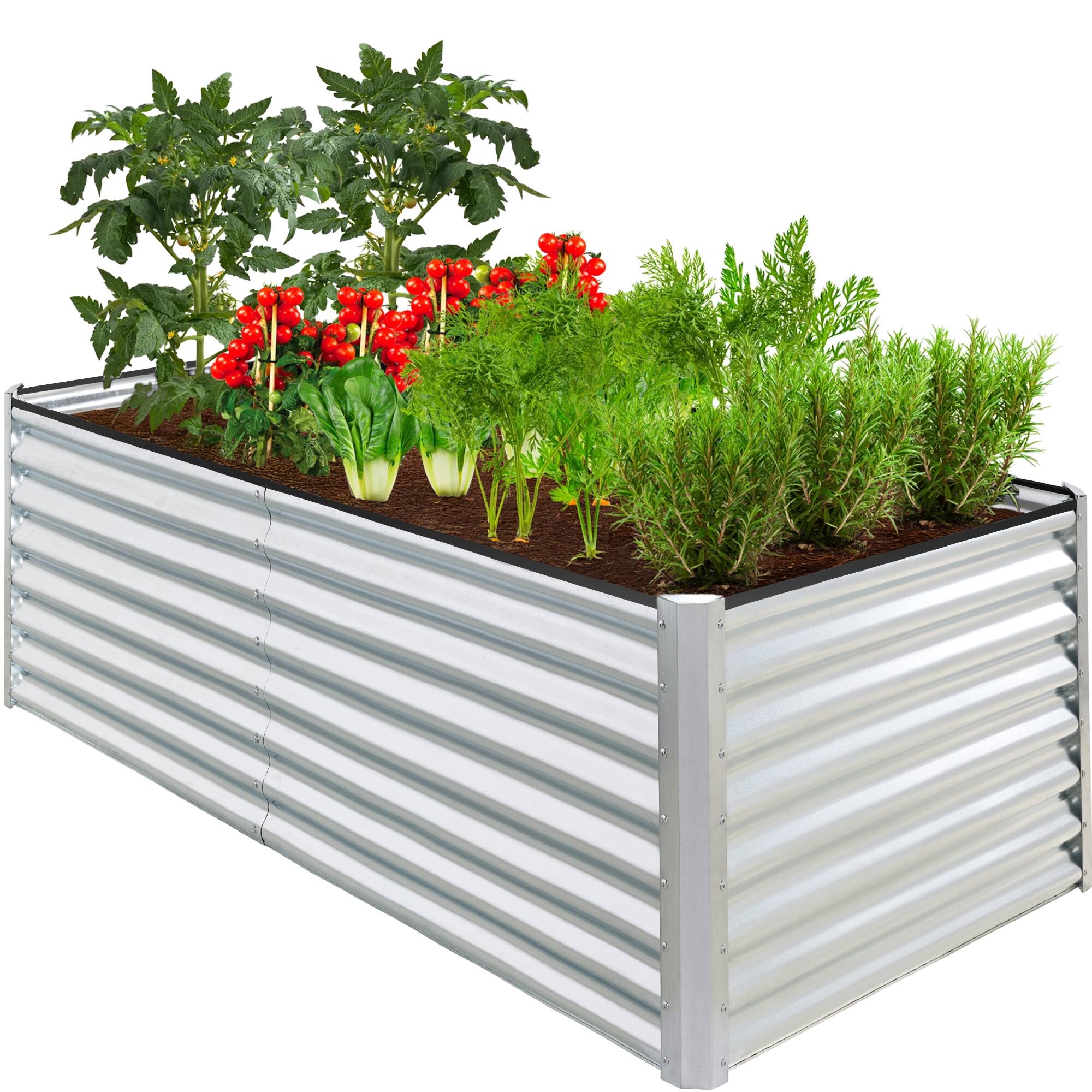 Front. Best Choice Products - Best Choice Products 6x3x2ft Outdoor Metal Raised Garden Bed for Vegetables Flowers Herbs - Galvanized - Galvanized.