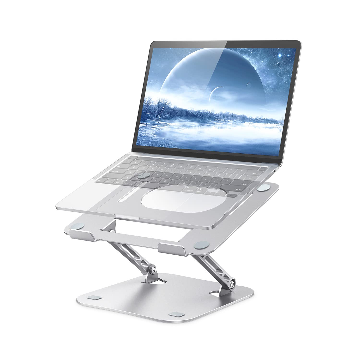 HongFei - Laptop Stand, Adjustable Laptop Stand for Desk, Aluminum Computer Stand Portable Laptop Riser, Foldable Holder - Silver