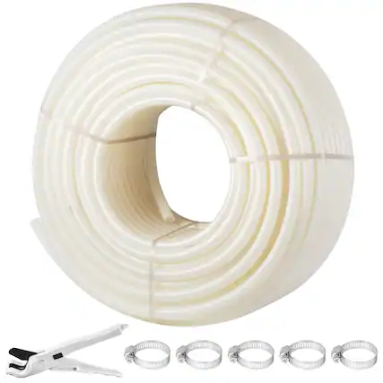 Front. VEVOR - PEX Pipe, 1 Inch x 500 FT PEX Tubing, Non Oxygen Barrier White PEX-B Pipe, Flexible PEX Water Line for RV Sewer Hose - White.