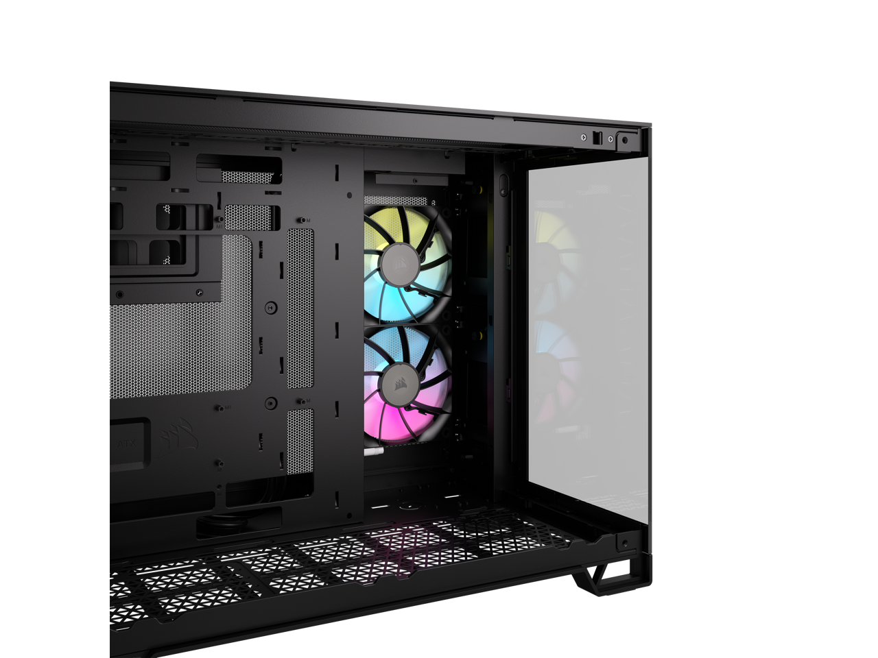 Alt View 4. CORSAIR - CORSAIR iCUE LINK 2500X RGB Micro ATX Case – Dual Tempered Glass – 2x RX120 RGB Fans – Customizable - RGB.