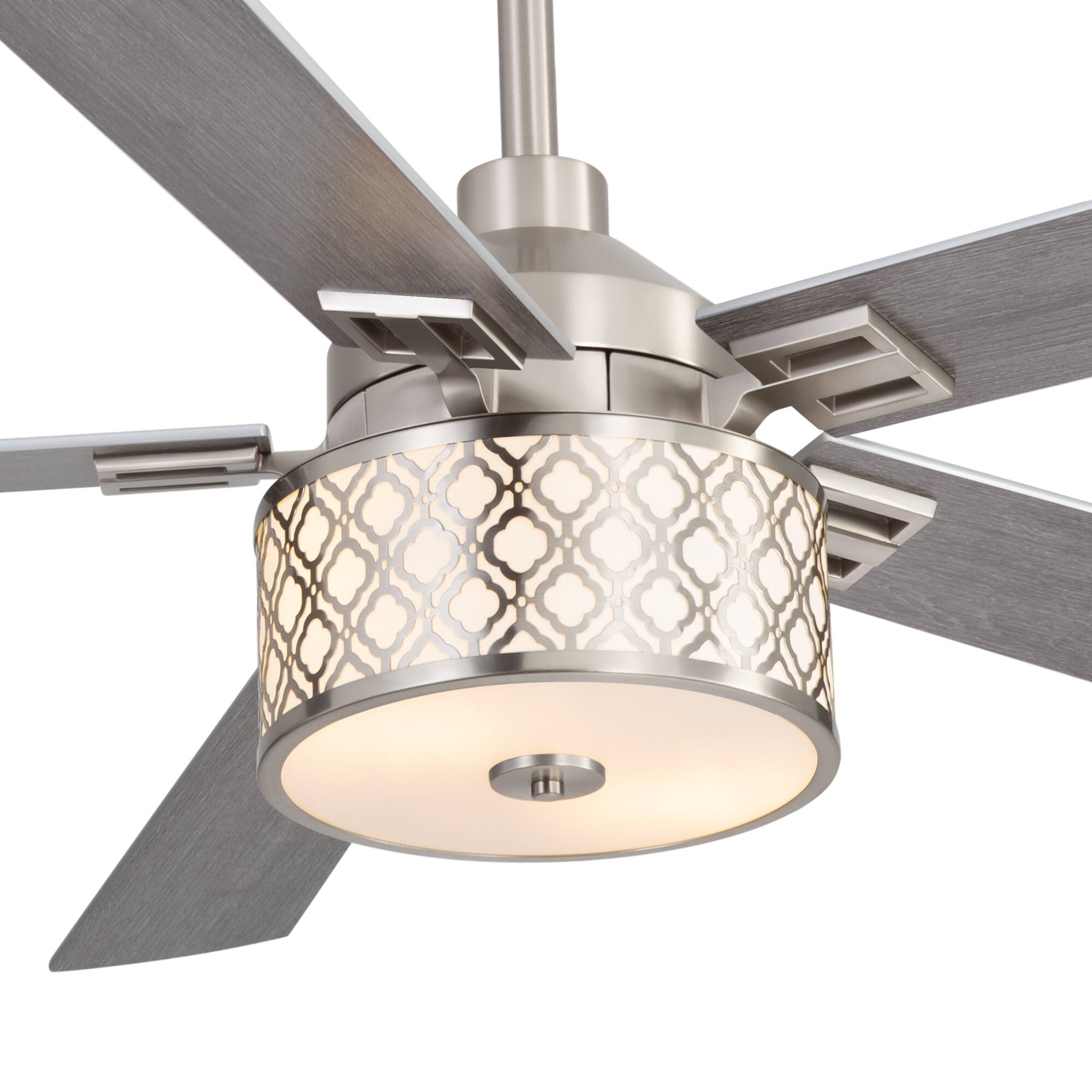 Alt View 10. Breezary - 52-Inch Ceiling Fan with Light Fixture, 5 Reversible Plywood Blades, DC Remote Control, 5/10-Inch Downrods, Indoor Use - Satin Nickel with Silver and Woodgrain.