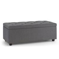 Simpli Home - Hamilton Lift Top Rectangular Storage Ottoman - Slate Grey - Front_Zoom