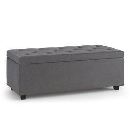 Simpli Home - Hamilton Lift Top Rectangular Storage Ottoman - Slate Grey