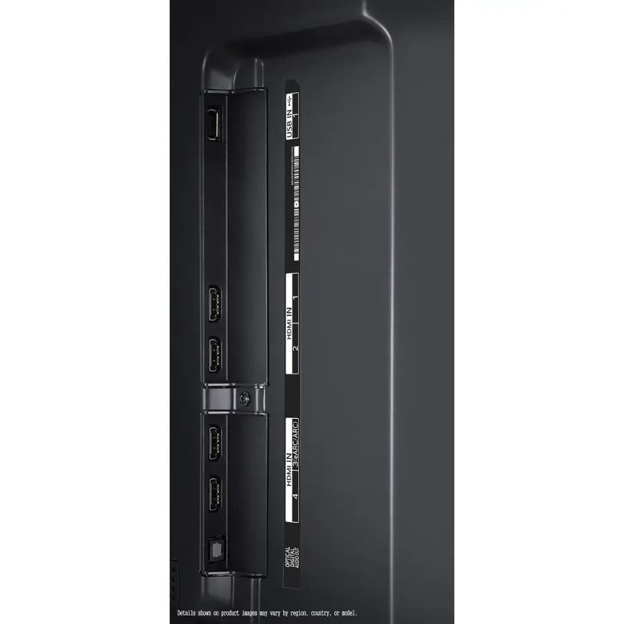 The image shows a product with a black case and a white label. The label provides information about the product, such as its model number, specifications, and other details. The product is likely an electronic device, as it has HDMI ports and a USB port. The label also indicates that the product may be region-specific or have a particular model number.