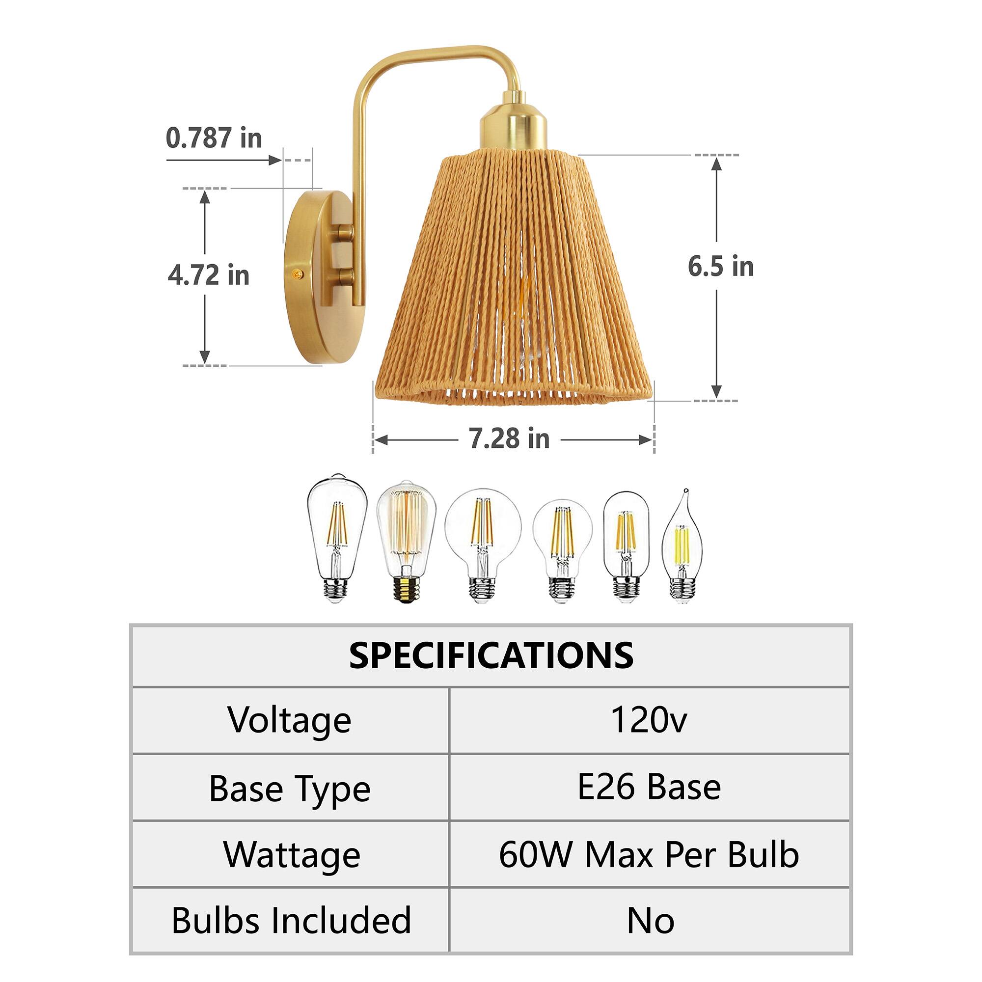 0.787 in  
4.72 in  
6.5 in  
7.28 in  

SPECIFICATIONS  
Voltage: 120v  
Base Type: E26 Base  
Wattage: 60W Max Per Bulb  
Bulbs Included: No