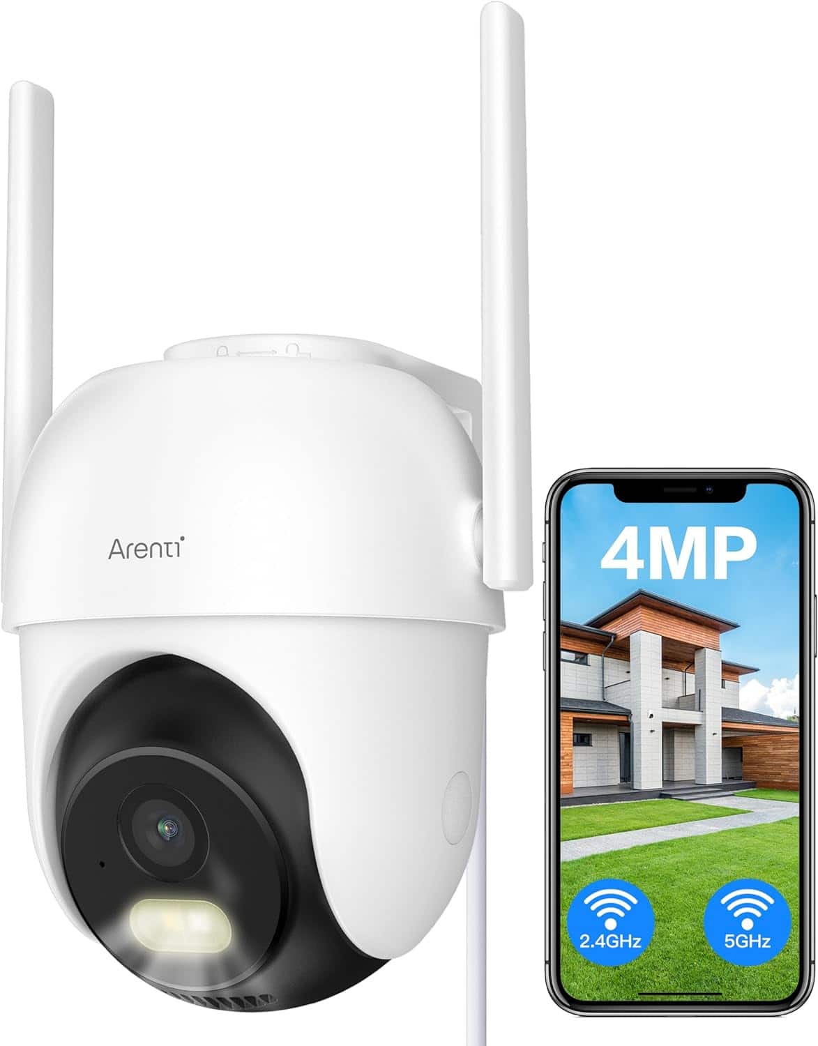 Arenti 5g WiFi Outdoor 4MP Home Surveillance WiFi Camera 2.4G/5GHz