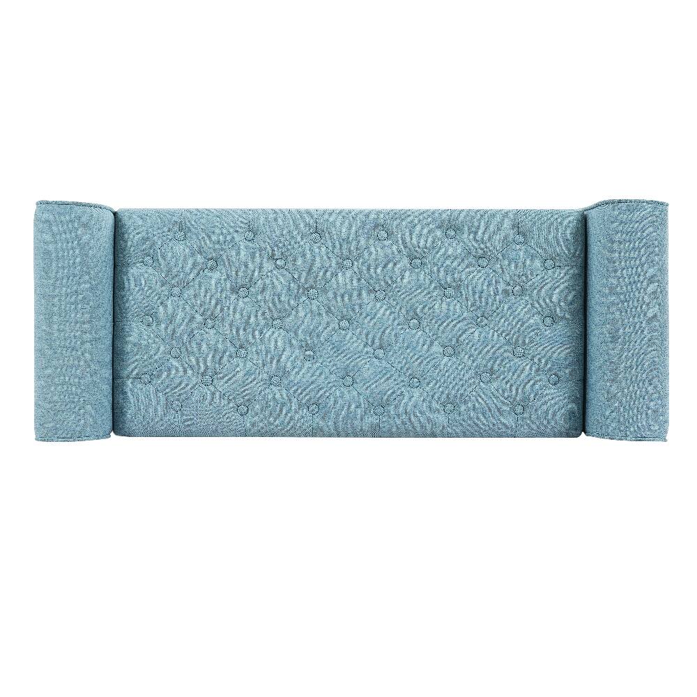 Alt View 4. Ropilly - Ropilly Light Blue Tufted Fabric Storage Bench with Rolled Arms for Bedroom Entryway - Light Blue.