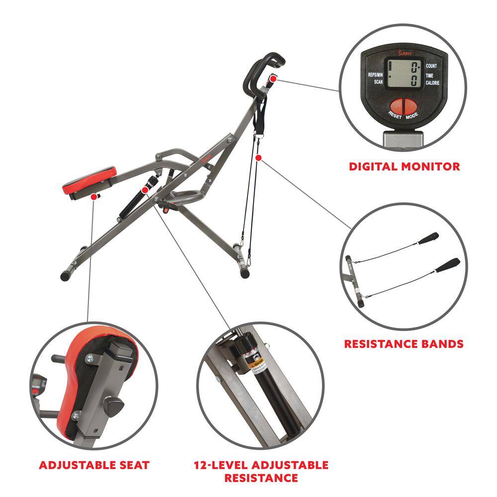 REPS/MIN SCAN  
COUNT TIME CALORIE  
RESET MODE  
DIGITAL MONITOR  
RESISTANCE BANDS  
ADJUSTABLE SEAT  
12-LEVEL ADJUSTABLE RESISTANCE