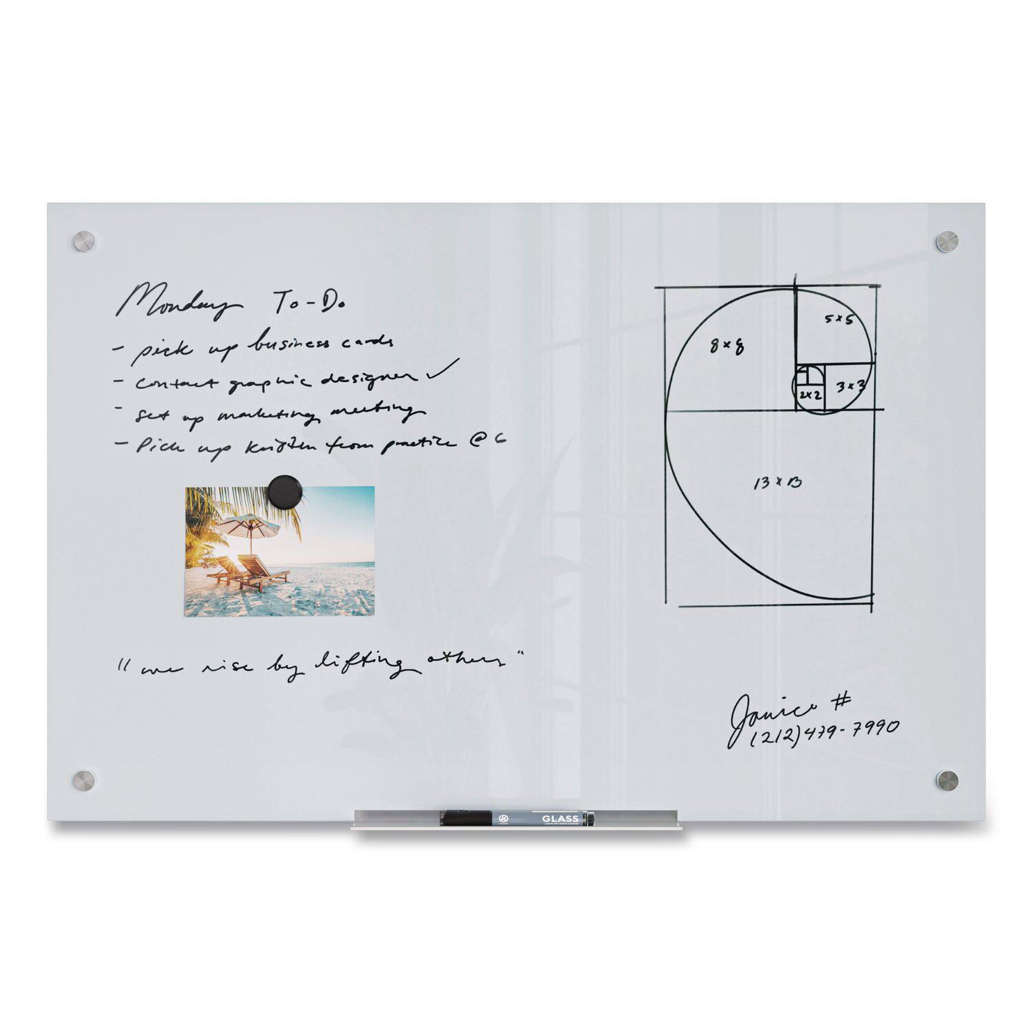 Monday To-Do.

- pick up business cards
- contact graphic designer ✓
- set up marketing, meeting
- pick up Kindle from post office

11 we rise by lifting others

Janice # (212) 479-7990

8x8
5.5x
13x10
3x3
1.2x2