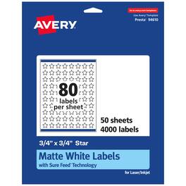 Avery - Matte Star Labels, 3/4" x 3/4", 4,000 Labels - White
