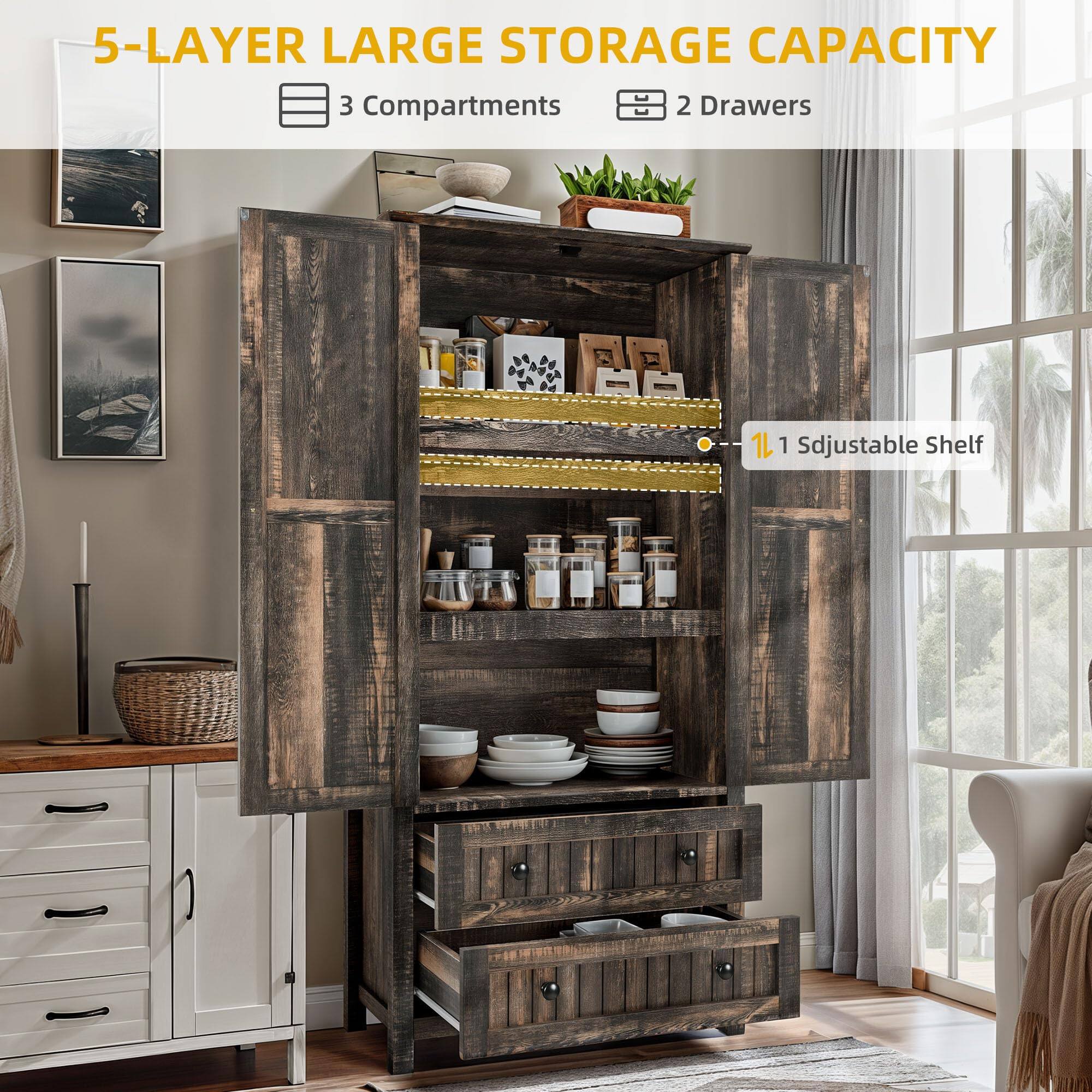 5-LAYER LARGE STORAGE CAPACITY  
3 Compartments  
2 Drawers  
1 Adjustable Shelf
