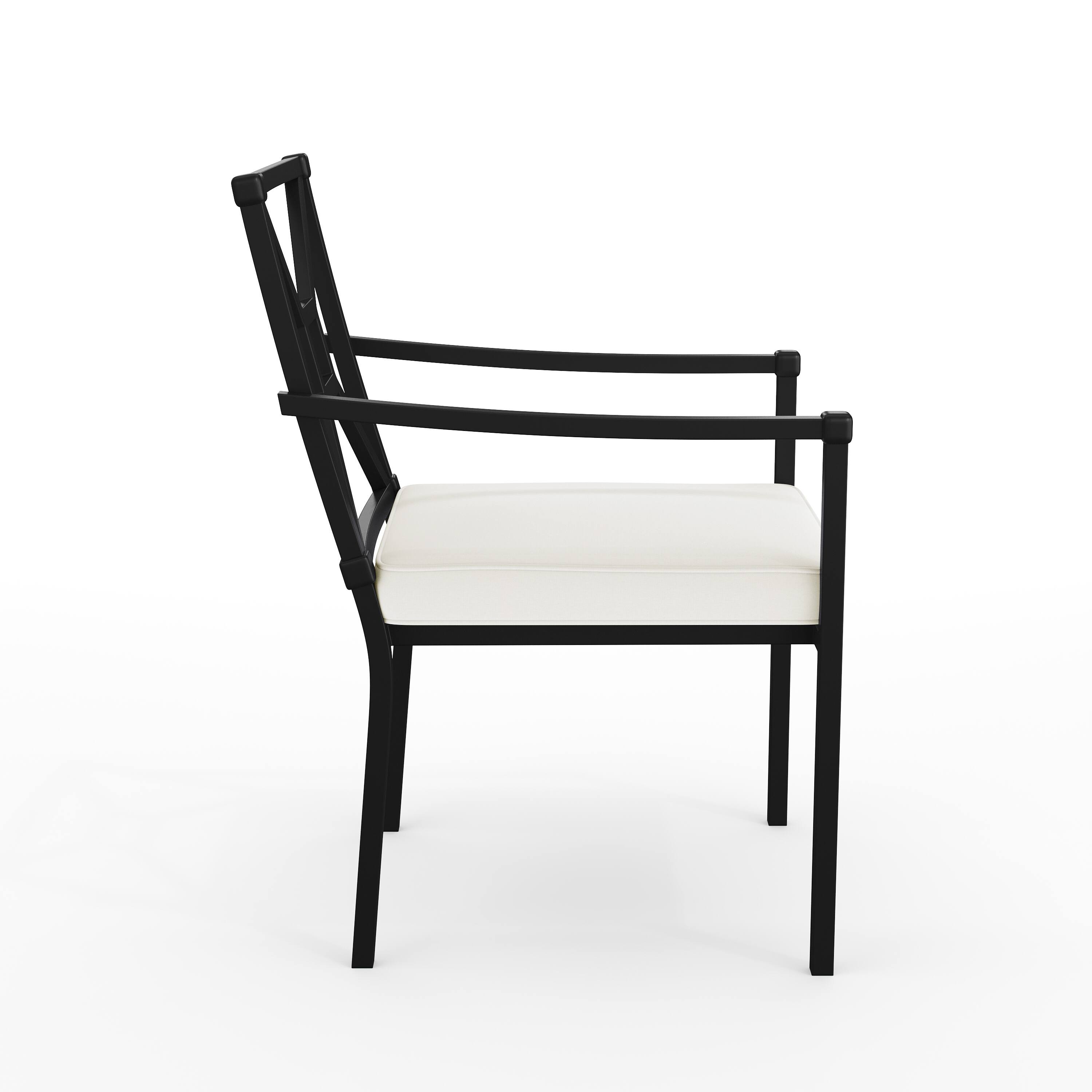 Alt View 8. Martha Stewart - Lily Pond 2PK All-Weather Steel Frame Stackable Patio Armchairs with Cushions - Cream Cushions/Black Frame.