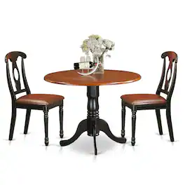 East West Furniture - 3 PC Kitchen Table set-Dining Table and 2 Kitchen Chairs - Black & Cherry