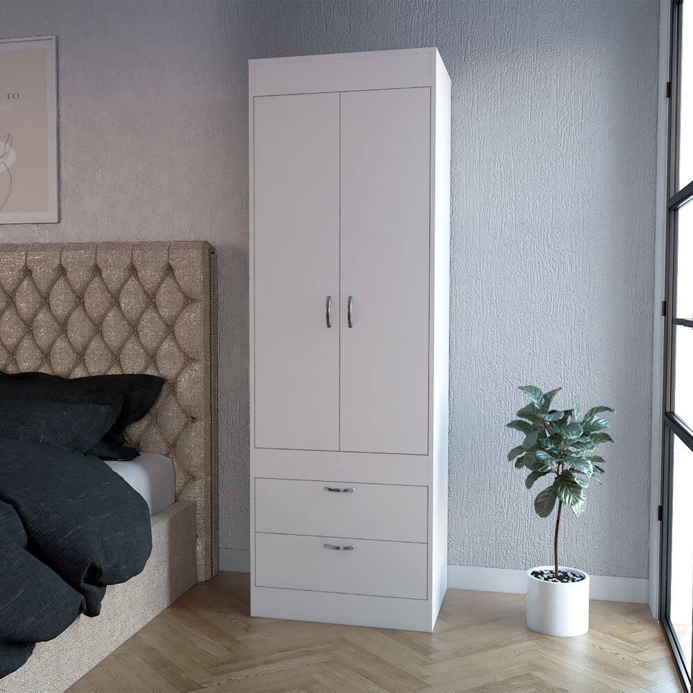 Front. TinyHomie - White 2-Drawer Armoire - White.