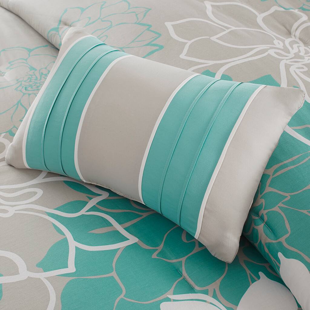 Alt View 1. Gracie Mills - Gracie Mills Glenda Floral Printed Comforter Set - Aqua.