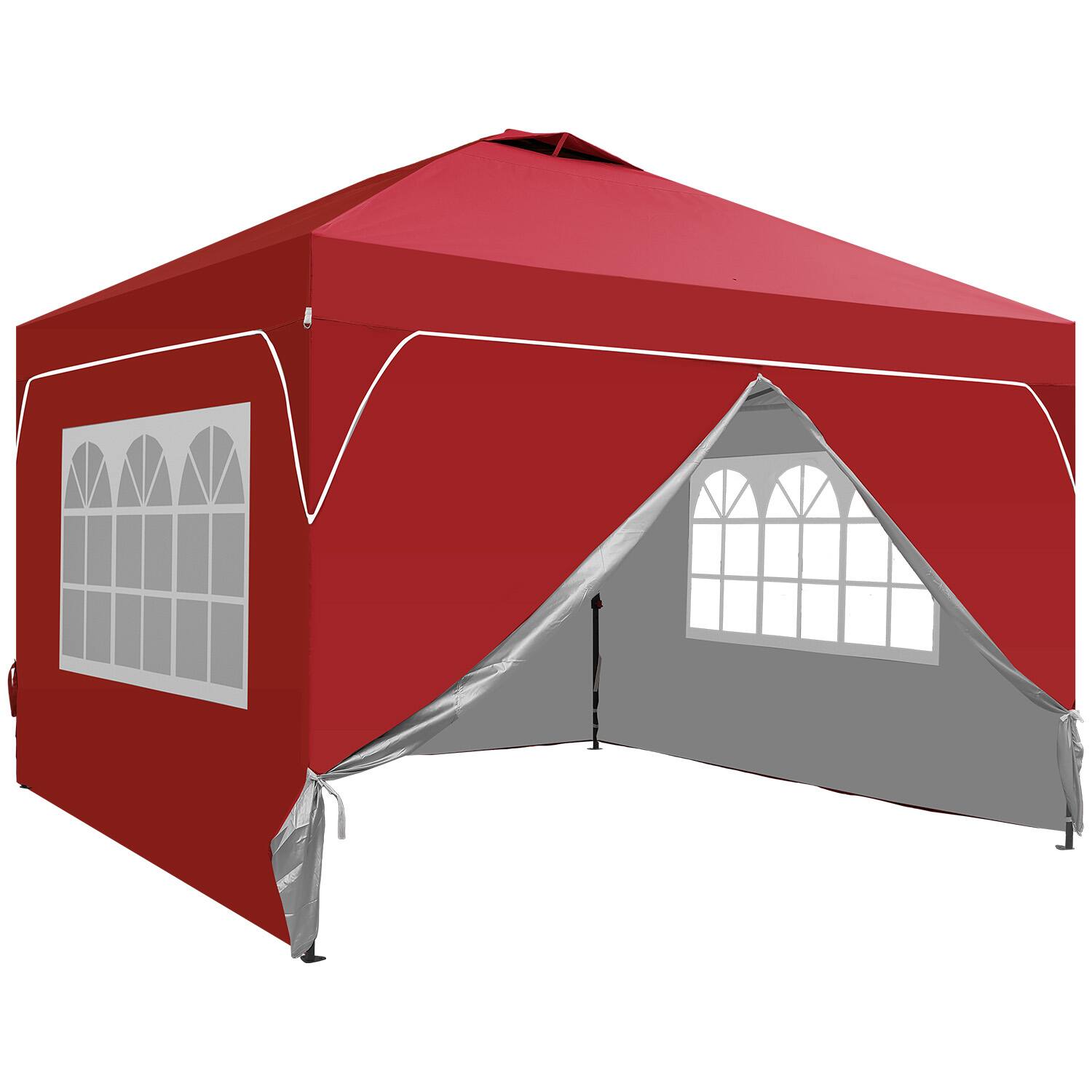 Alt View 2. Ainfox - Ainfox 12x12 Pop Up Canopy Outside Canopy with Wheeled Carry Bag SandBags and Ground Nails - red.