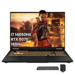 ASUS - TUF F16 16" WUXGA Gaming Laptop,Intel i7-14650HX,64GB DDR5,2TB SSD+1TB Dock Set,GeForce RTX 5070,Win 11 - Gray