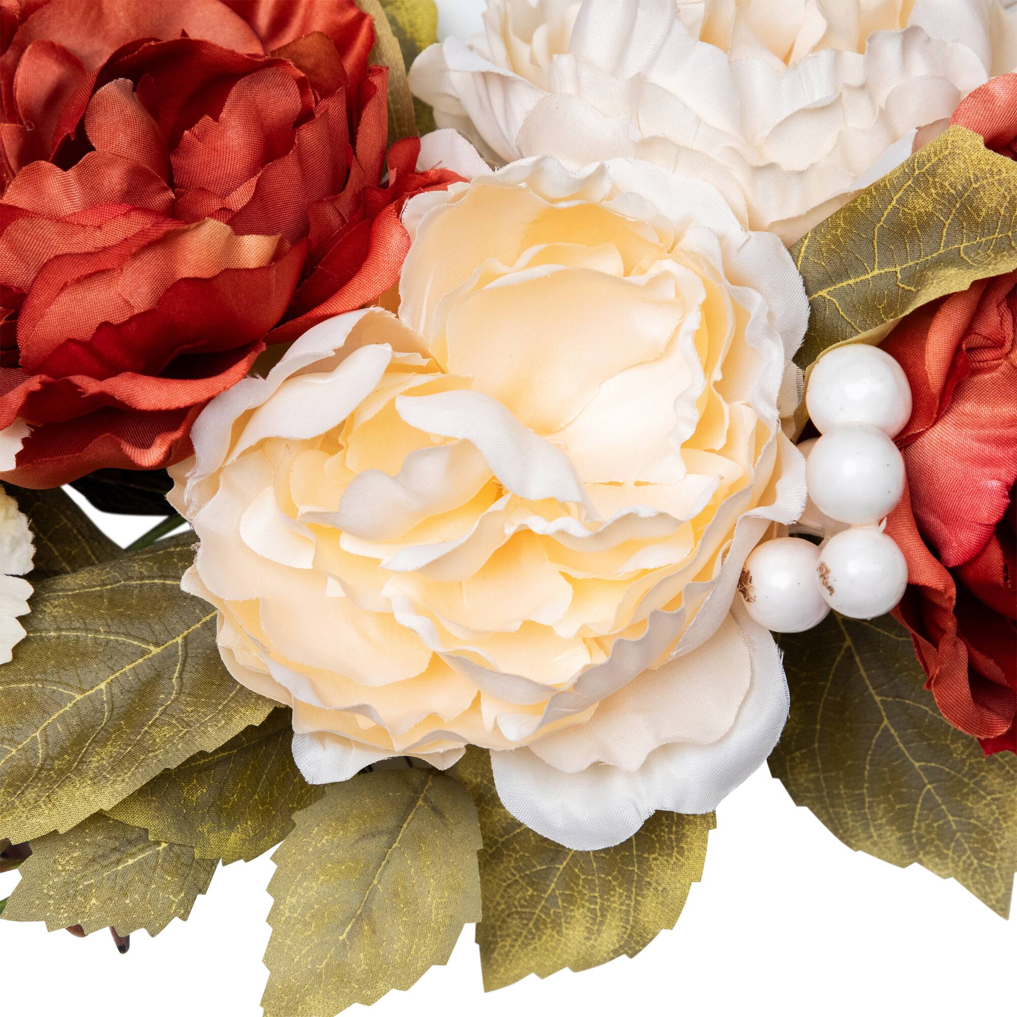 Alt View 9. Northlight - Fall Harvest Artificial Floral Fall Foliage Twig Wreath - 22" - Orange.