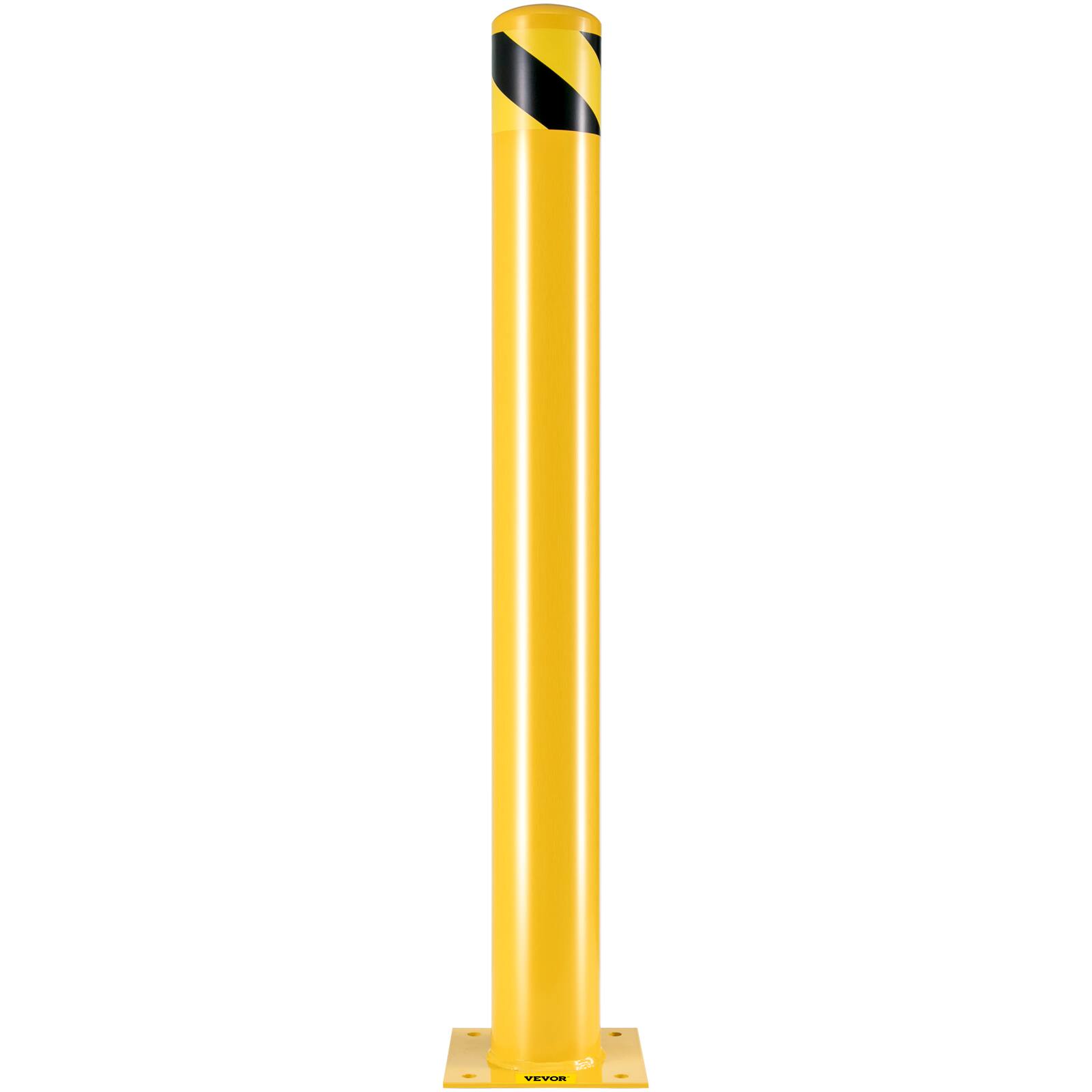 Alt View 5. VEVOR - Safety Bollard, 42 Inch Height Bollard Post, 4.5 Inch Diameter Steel Pipe Safety Bollard Post, Yellow Steel Bollard - Black & Yellow.