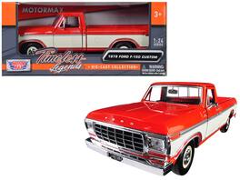 1979 Ford F-150 Custom Pickup Truck 1/24 Diecast Model Car by Motormax - Orange And Cream