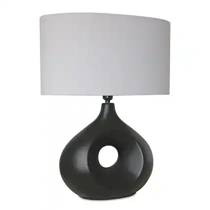 Front. BreeBe - Modern Ceramic Table Lamp 22.5"H - Black, Grey.
