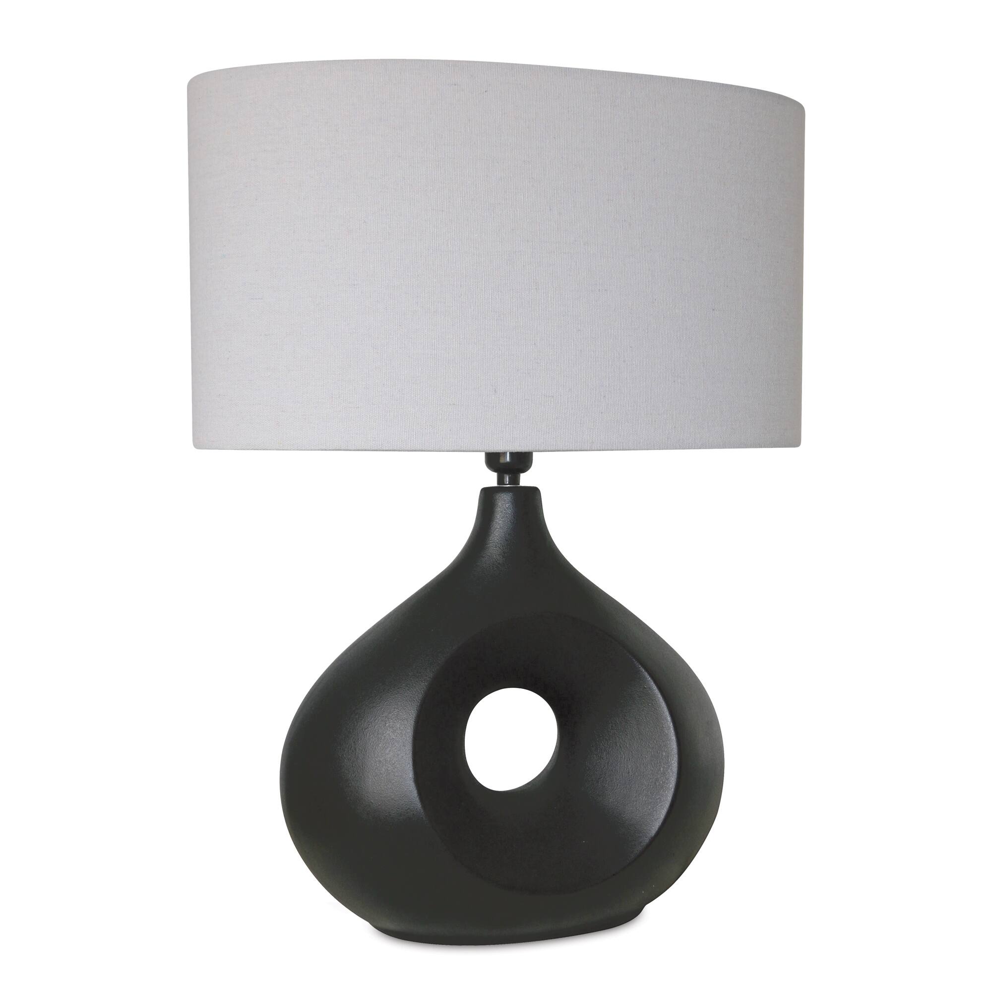 Front. BreeBe - Modern Ceramic Table Lamp 22.5"H - Black, Grey.