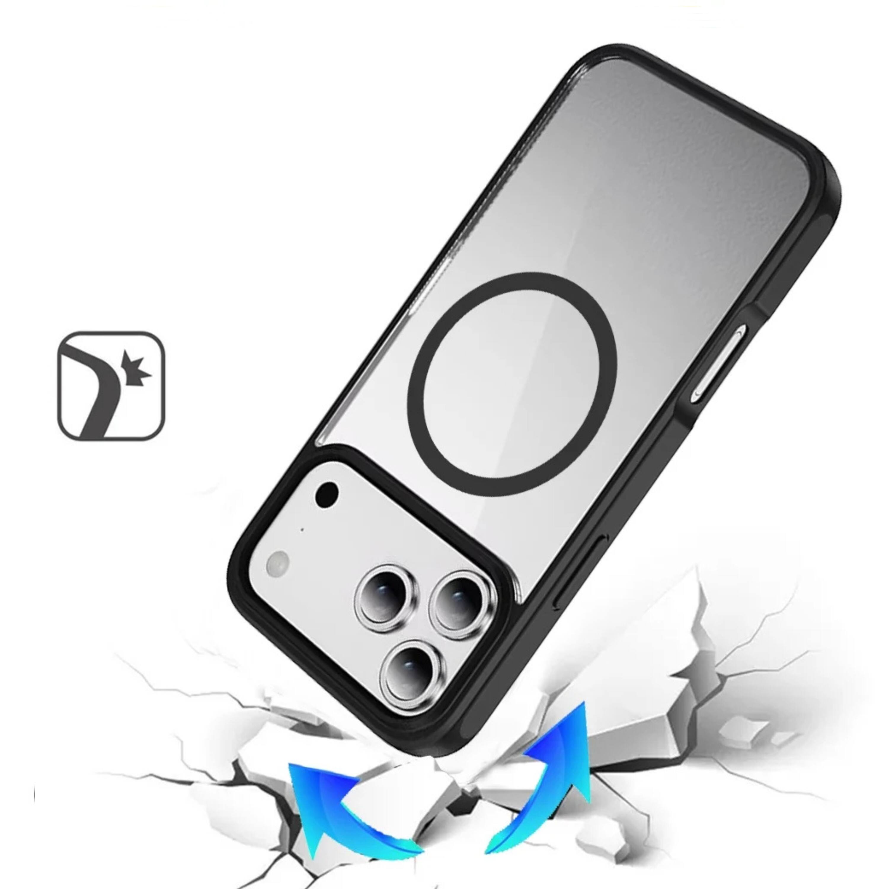 Angle. Kitcheniva - Premium Clear Shockproof Phone Case With Tempered Glass For iPhone 17 Pro Blue - Blue.