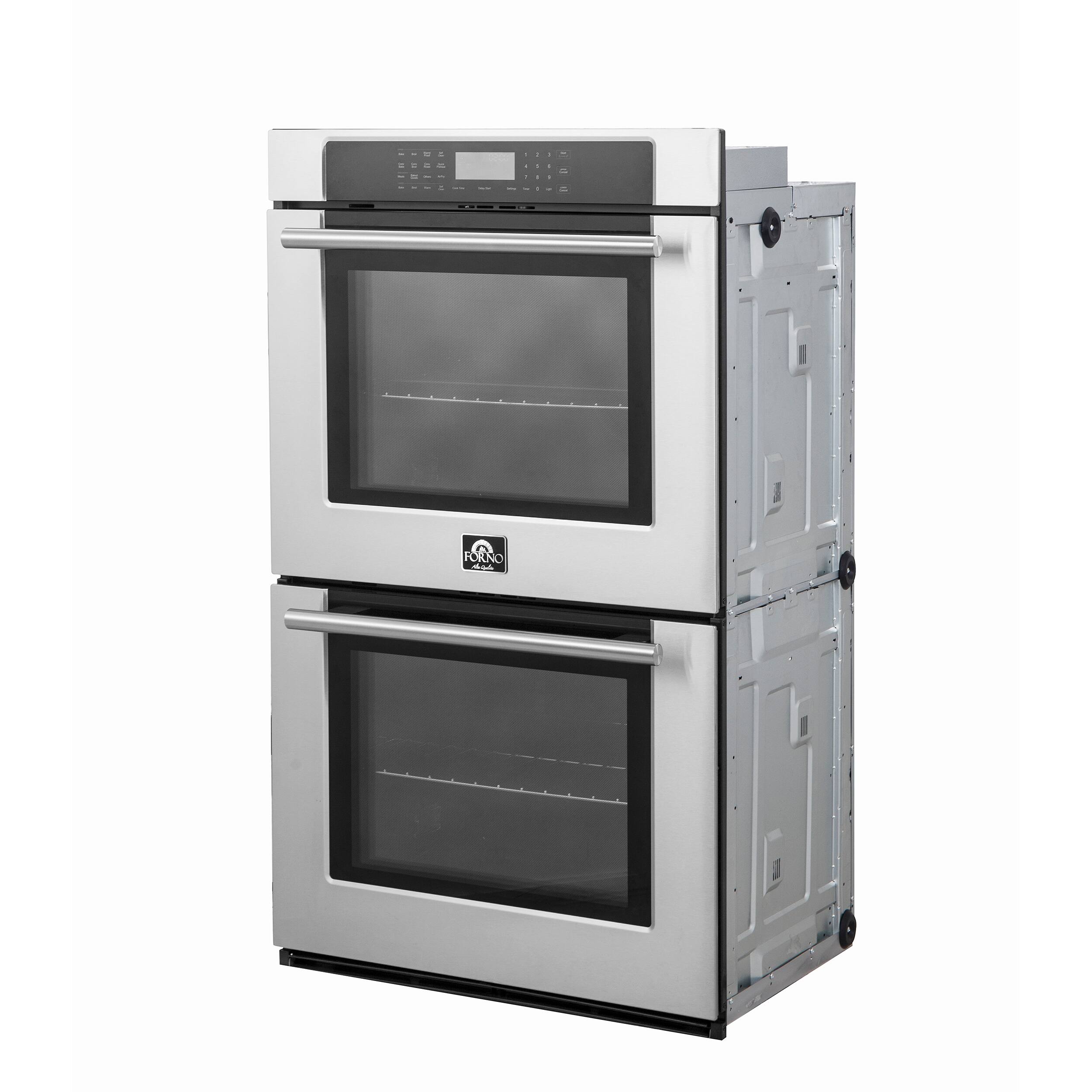 Angle. Forno Appliances - 30" Built-In Electric Double Wall Oven with Convection - Silver.