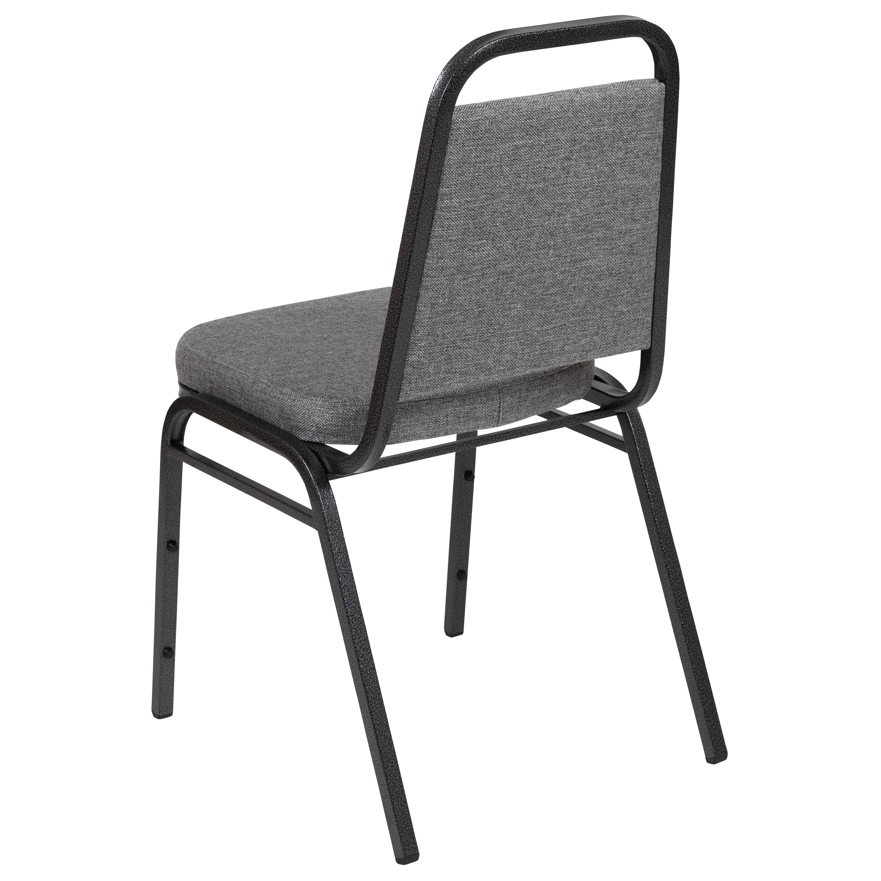 Alt View 6. Emma + Oliver - 4 Pack Trapezoidal Back Stacking Banquet Chair - Gray Fabric/Silver Vein Frame.