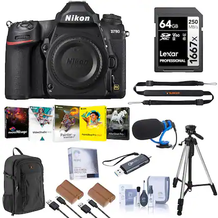 Nikon D780 F mount
Lexar 64GB 250 MB/s V60 U3 1667x Professional SDXC II
SLINGER
PHOTOMirage
VideoStudio 2020
Painter 7 essentials
PaintShop Pro 2022
AfterShot Pro 9
PROTECTOR
LCD SCREEN PROTECTOR
RTS RORT