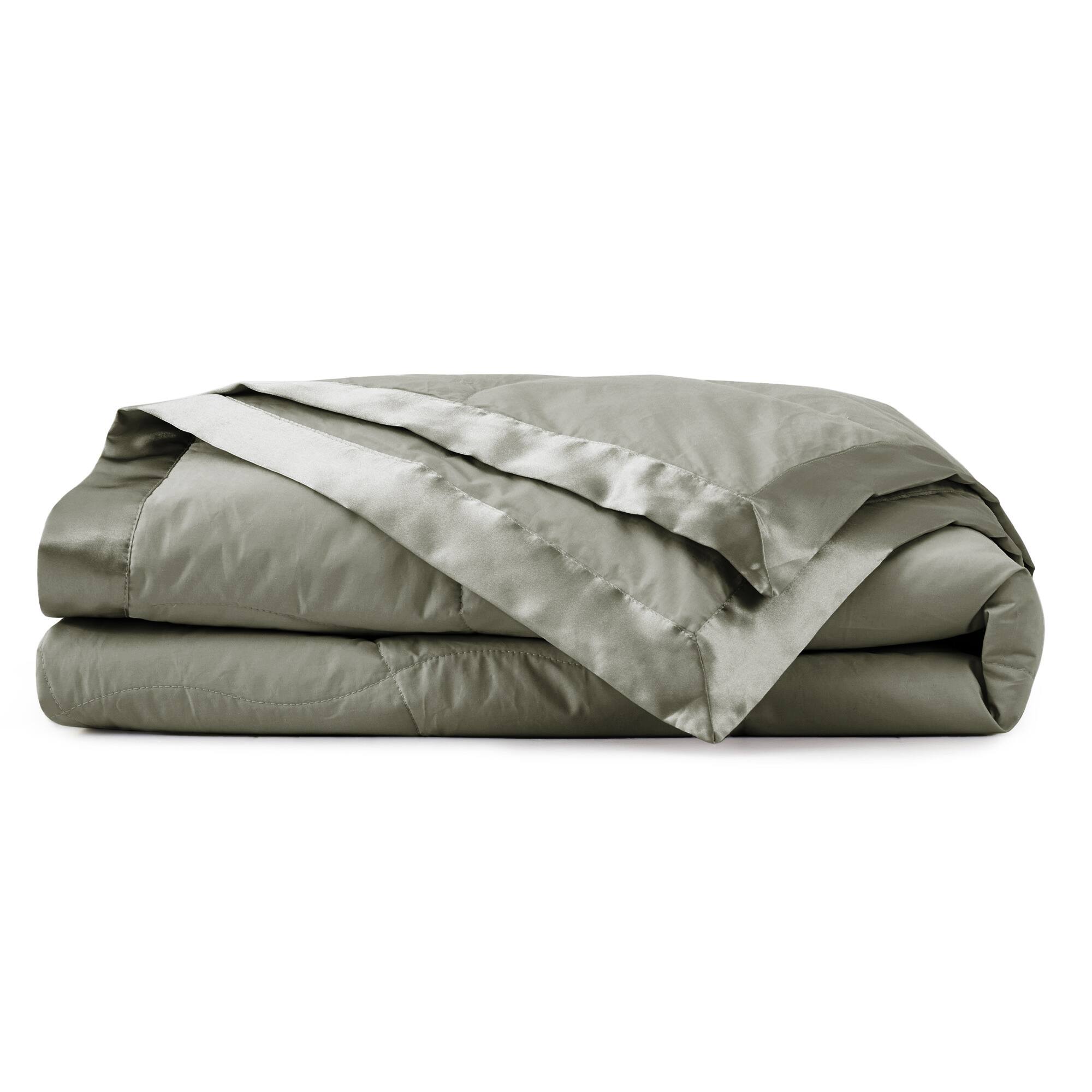 Alt View 1. Peace Nest - Peace Nest Ultra-Lightweight Down Blanket with Satin Trim, Sage Green, 90x90 inches - Sage Green.
