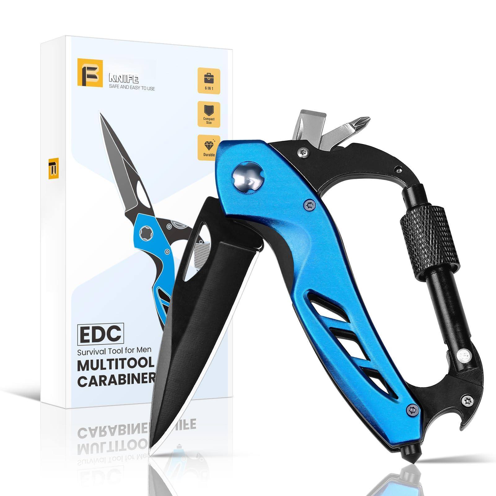 Sure, here is the corrected and grouped text:

---

**EDC**  
Survival Tool for Men  
**MULTITOOL CARABINER**

---

**Features:**

- **SAFE AND EASY TO USE**
- **6 IN 1**
- **Compact & Portable**
- **Durable**

---

**Brand:**  
**LONIFEL**

---
