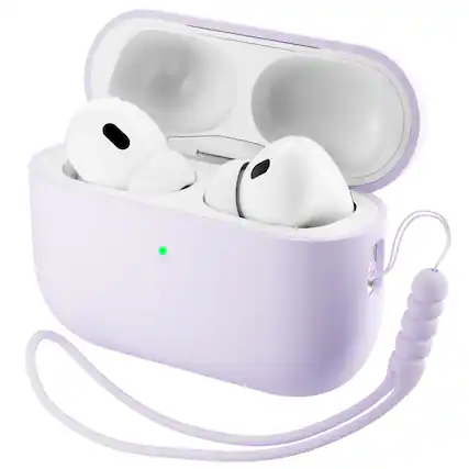 Front. Ornarto - ORNARTO Compatible with AirPods Pro 3 Case 2025, Full Protective Silicone with Front LED Visible Skin Case-Pastel Lilac - Pastel Lilac.