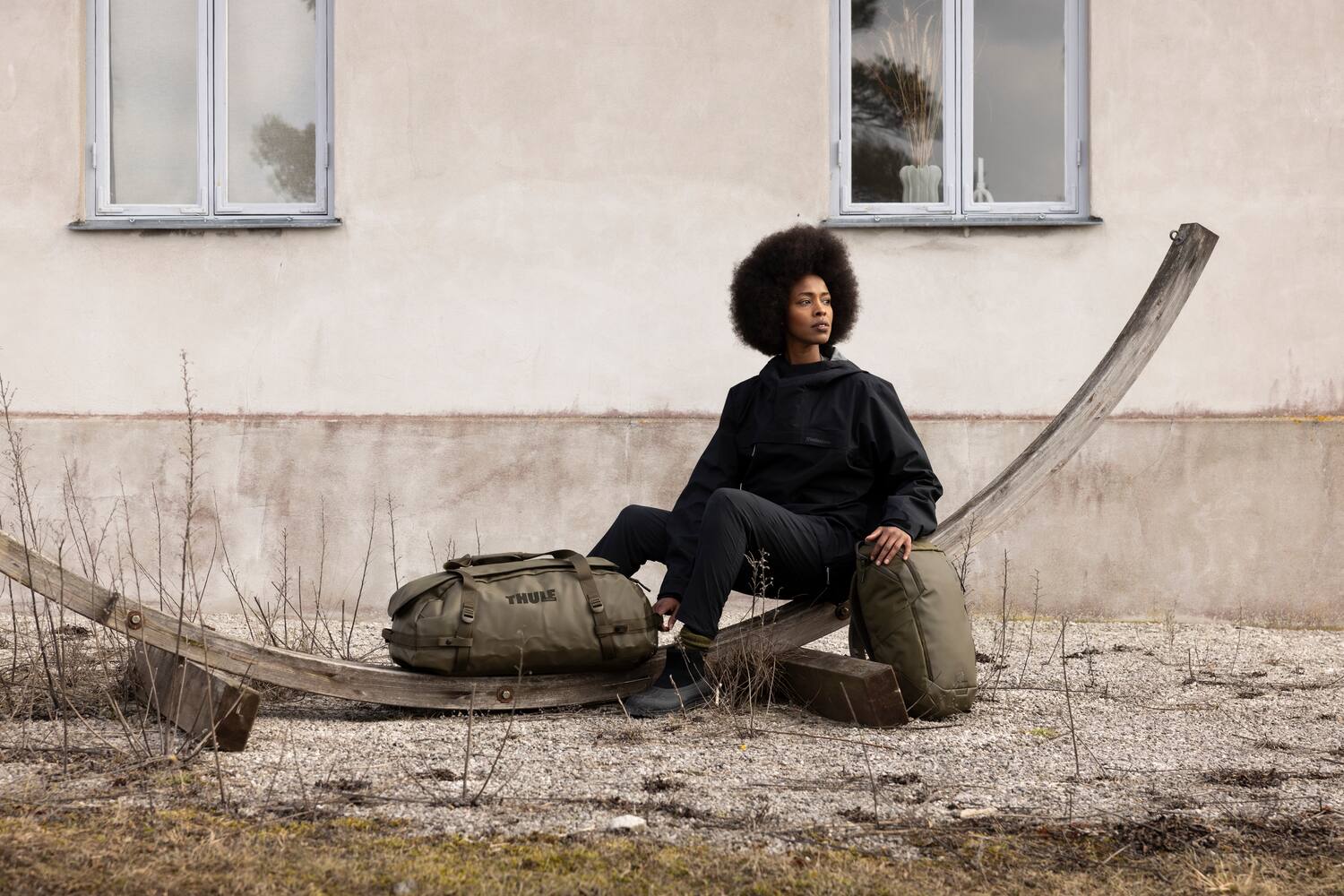 Alt View 1. Thule - Chasm 40L Waterproof Duffle – Lightweight Storage Solution - Deep Khaki.