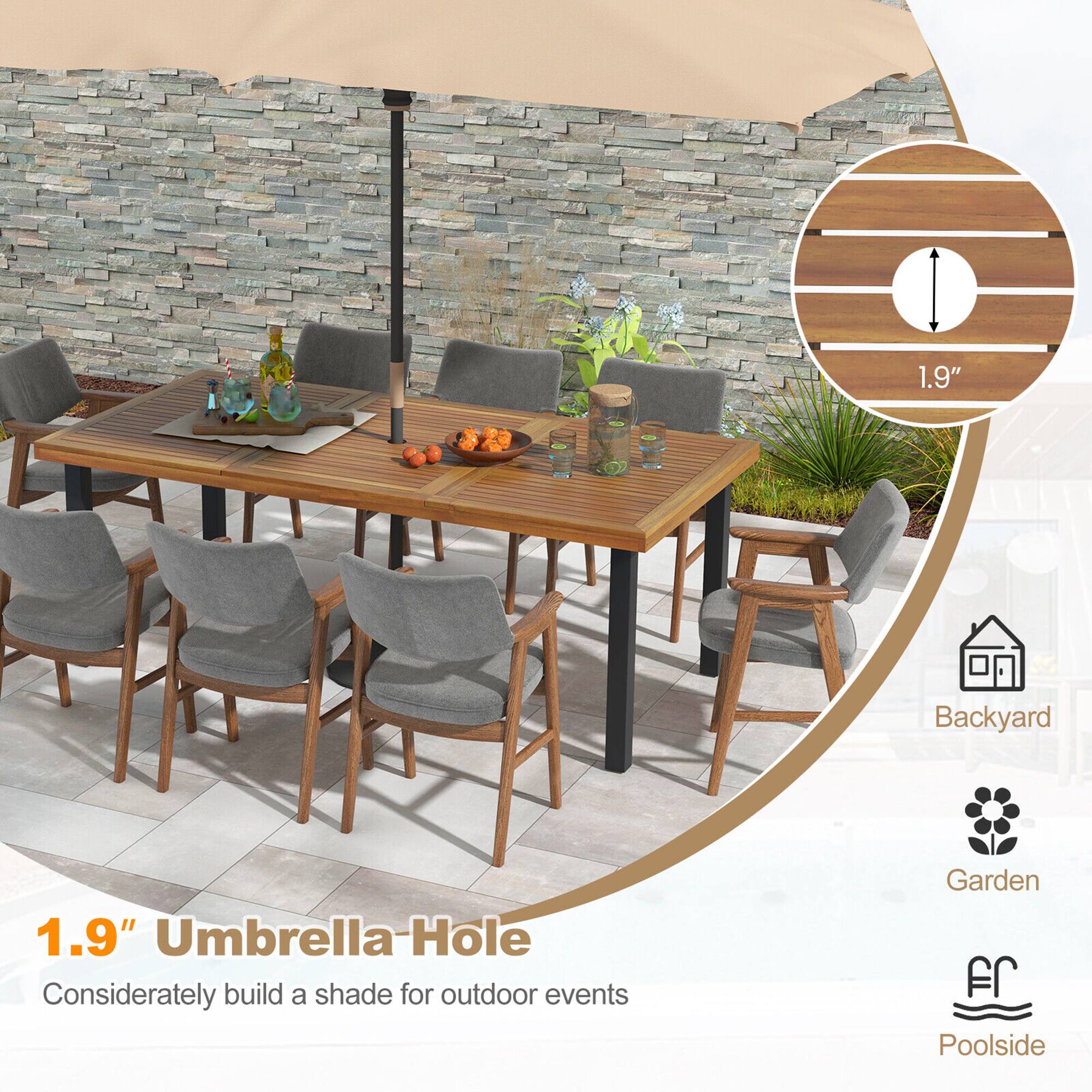 1.9" Umbrella-Hole  
Considerately build a shade for outdoor events  

Backyard  
Garden  
Poolside