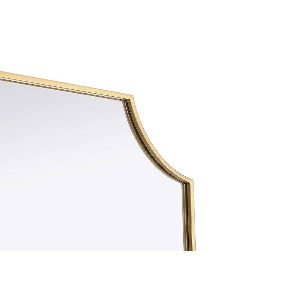 Back. Elegant Kitchen and Bath - Notched Metal Mirror 27x32 inch in Brass - Brass.