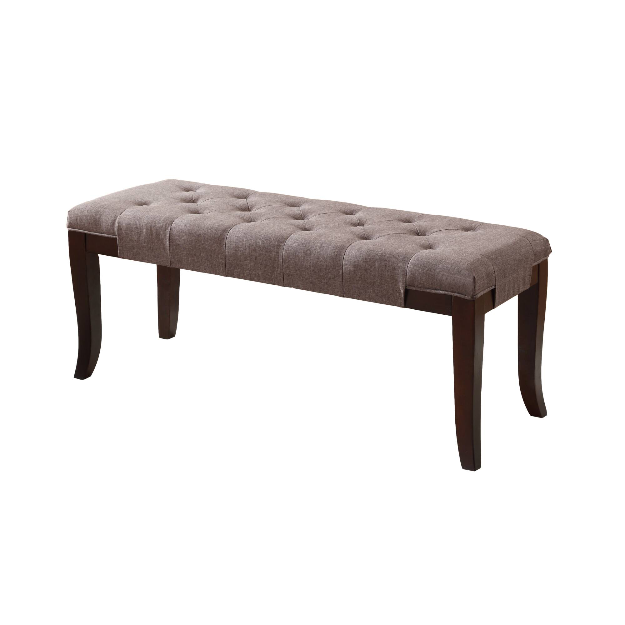 Left. GOODSILO - Tufted Upholstered Ottoman Bench with Solid Wood Legs for Entryway, Bedroom, or Living Room Seating and Storage - Brown.
