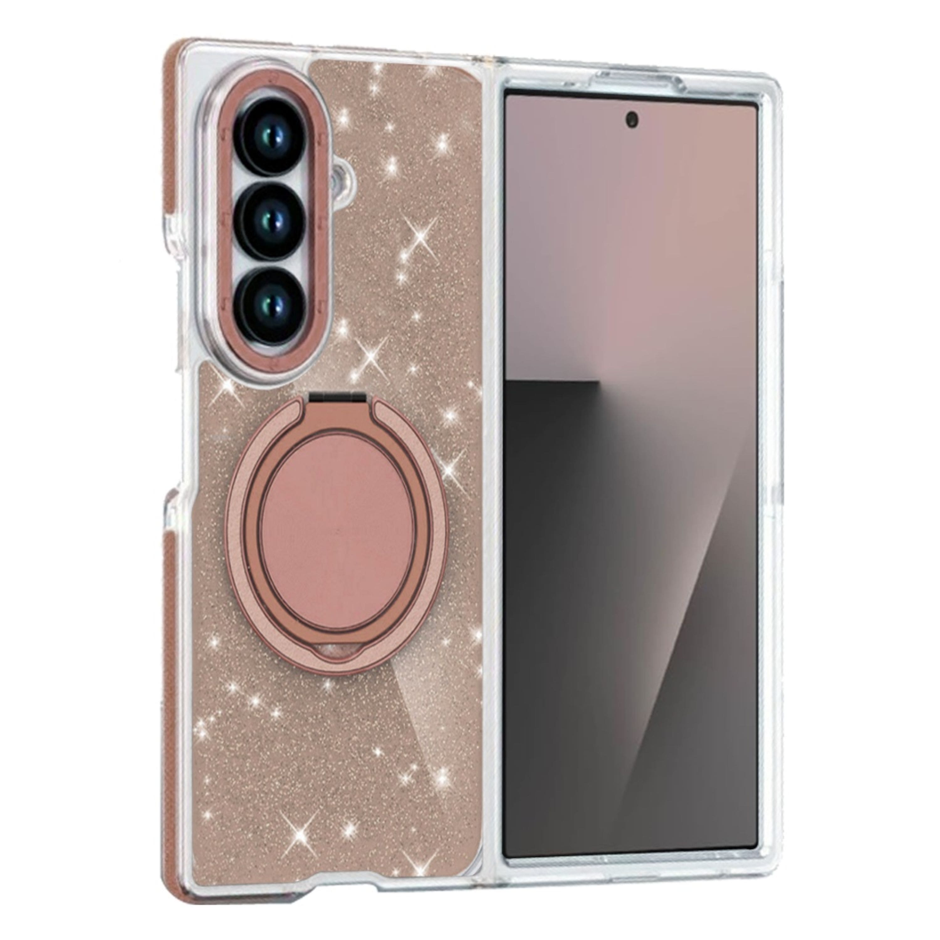 Kitcheniva - Full Glitter Magnetic Circle Stand Phone Case With Tempered Glass For Samsung Galaxy Z Fold7 - Gold price history on PriceWatchPro
