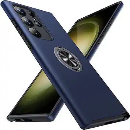 Front. Entronix - Entronix Galaxy S23 Ultra Case with 360º Circular Ring Gripstand - Blue.