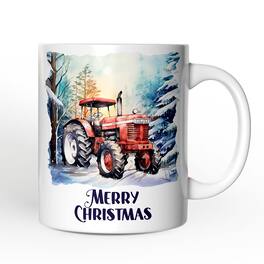 OrnamentallyYou - Vintage Tractor Mug, Pristine Snowy Serenity Christmas Gift - White