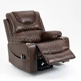 Boyel Living - Elderly Electric Lift Recliner Dual OKIN Motor 180° Flat Massage Heating Dual Cup Holder Living Room Furniture - Brown