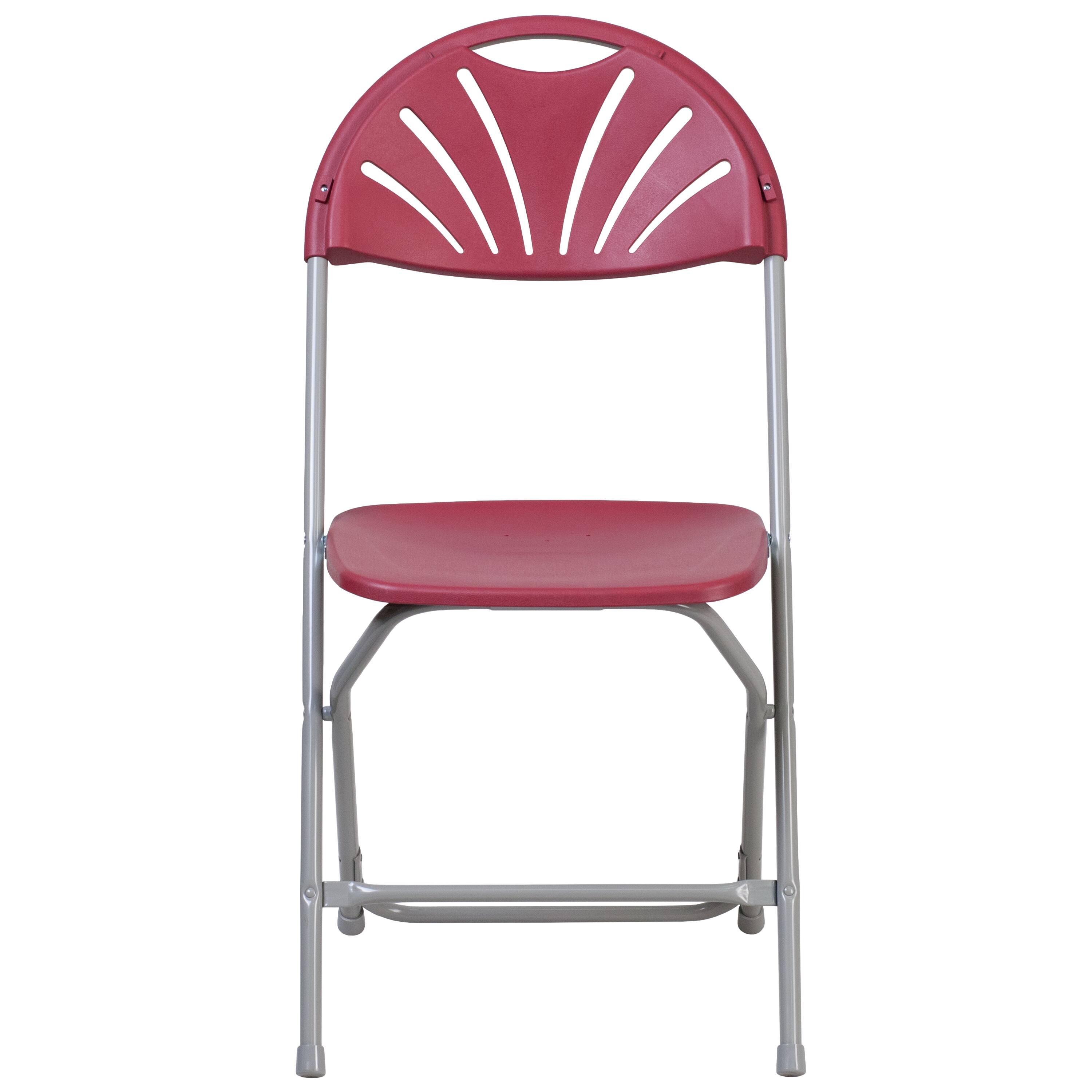 Alt View 8. Emma + Oliver - 8 Pack Wedding/Event Stackable Fan Back Plastic Folding Chair - Burgundy.