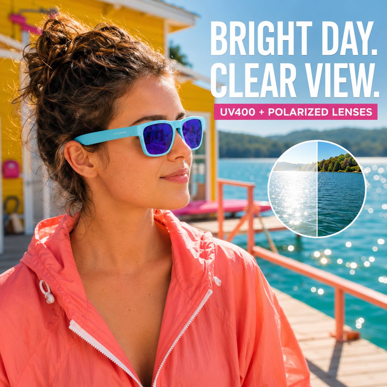 BRIGHT DAY. CLEAR VIEW.  
UV400 + POLARIZED LENSES