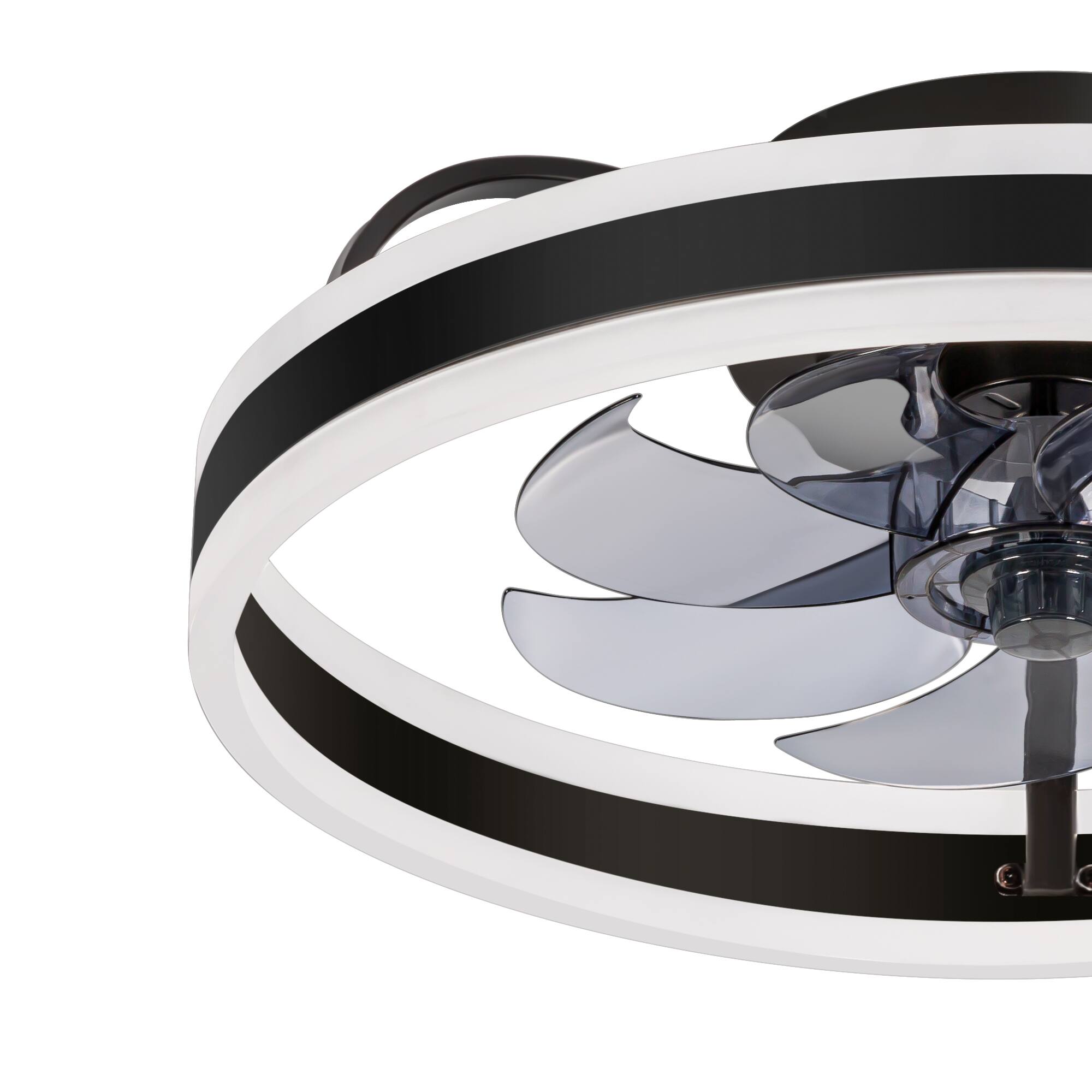 Alt View 10. Breezary - 20-Inch Modern Flush Mount Cage Fan with LED Light & Remote, Timer, 7 PC Blades, 6-Speed DC Motor - black.