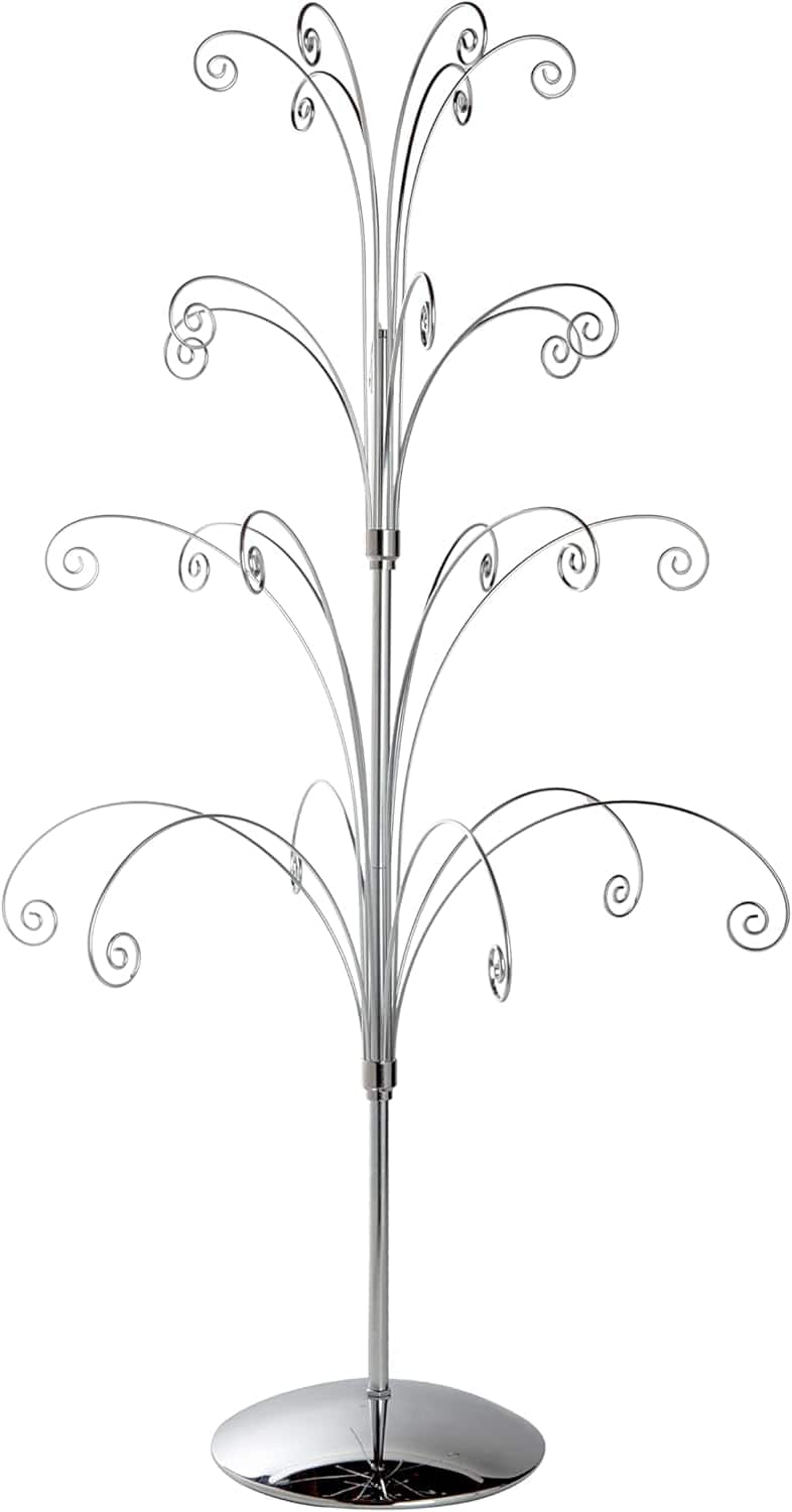 PARKER SLATER - 36" Ornament Display Tree – Holds 24 Ornaments - Silver