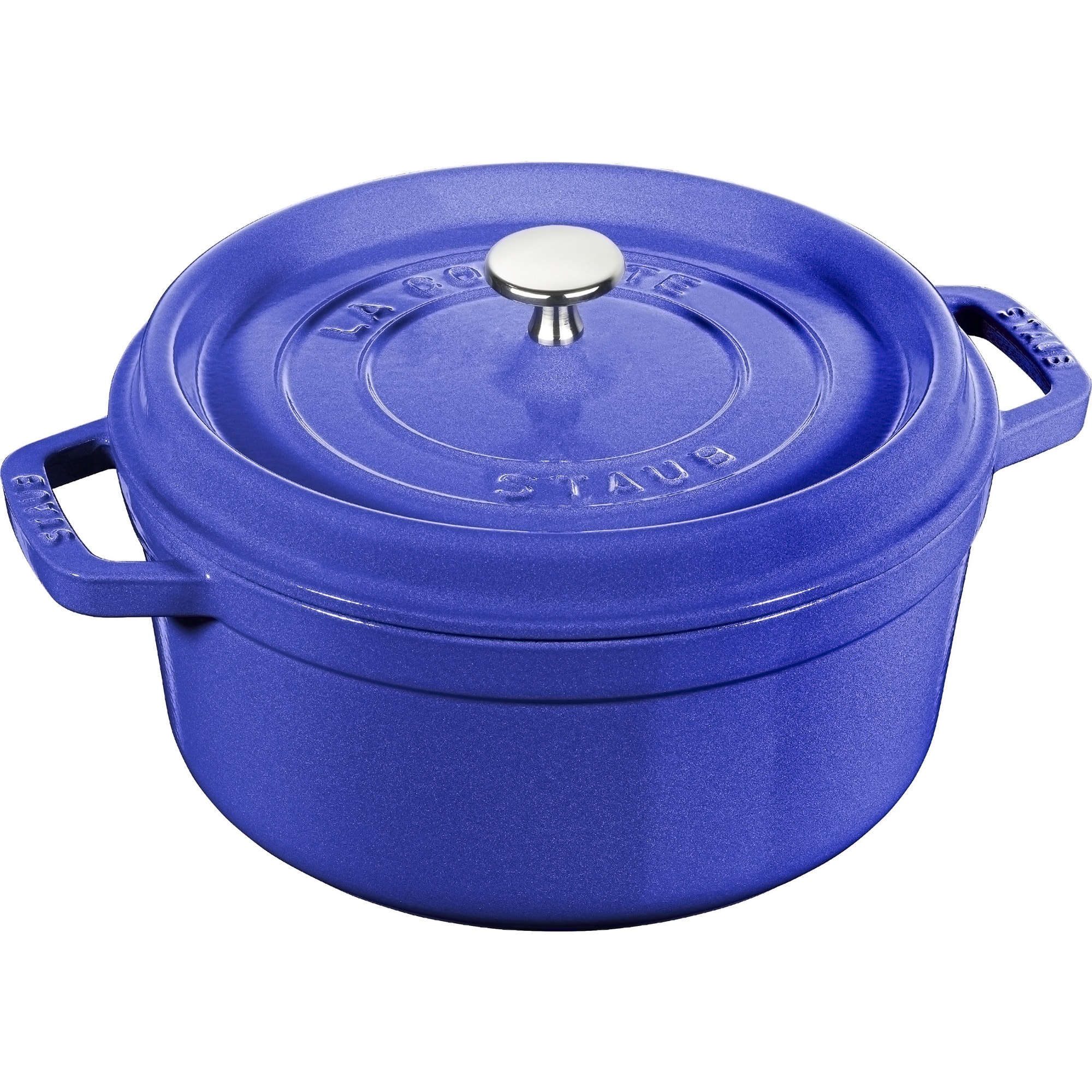 Staub Cast Iron Round Dutch Oven, Made in France, 4 qt Blueberry