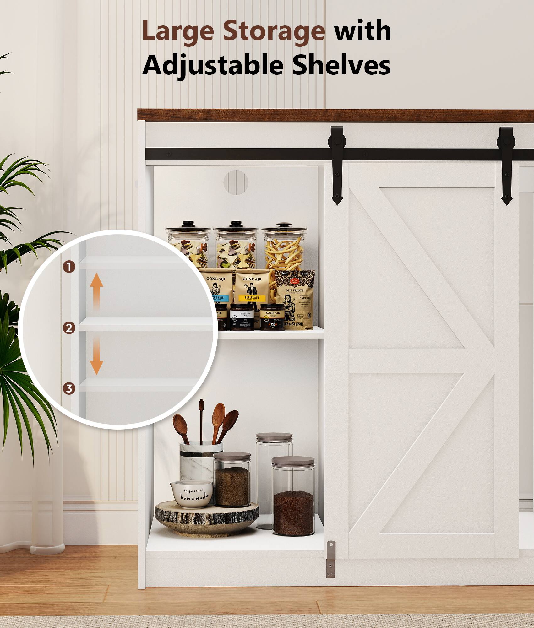 Large Storage with Adjustable Shelves