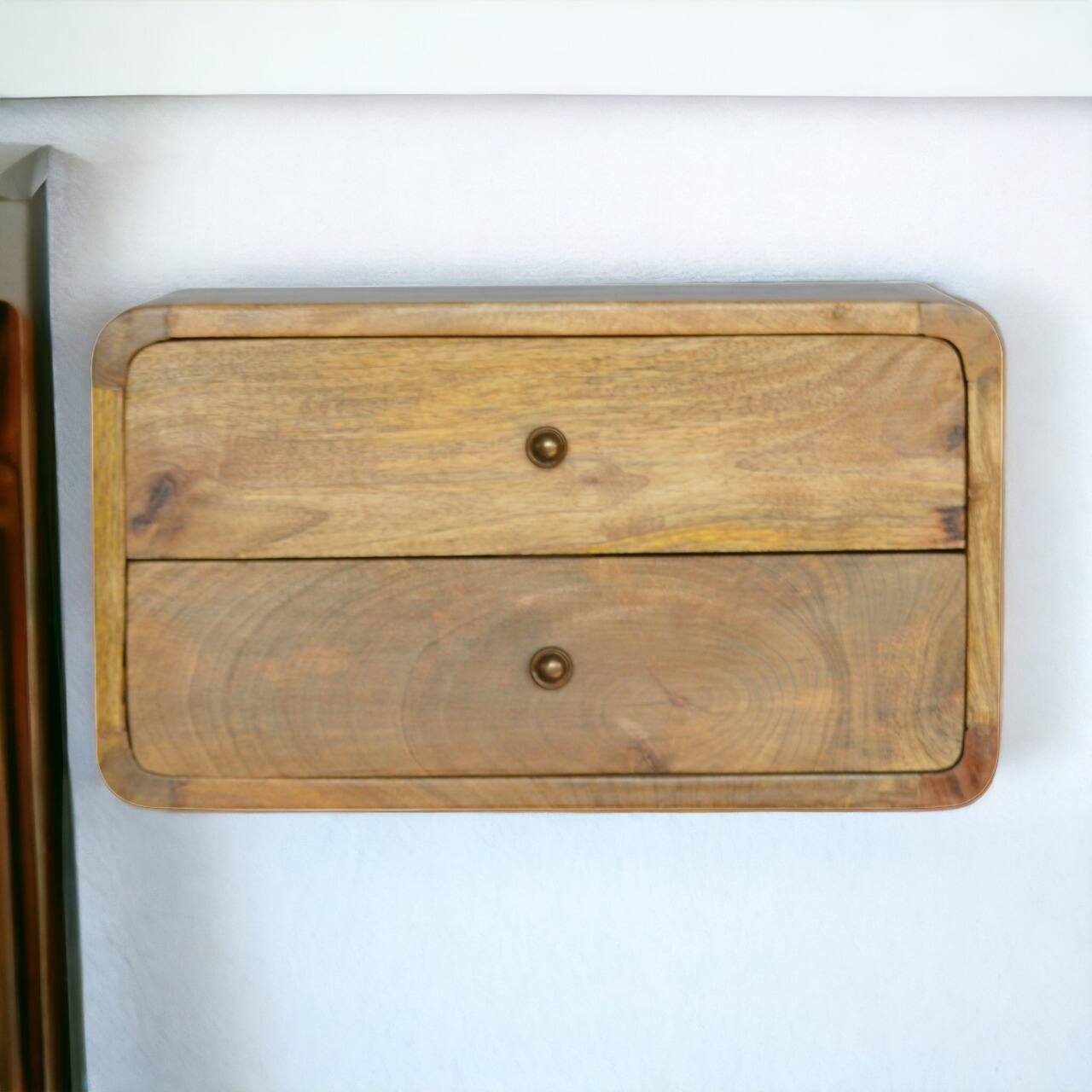 Alt View 6. Artisan Furniture - Artisan Furniture Solid Wood Oak-ish 2 Drawer Floating Nightstand, Brown - Oak.