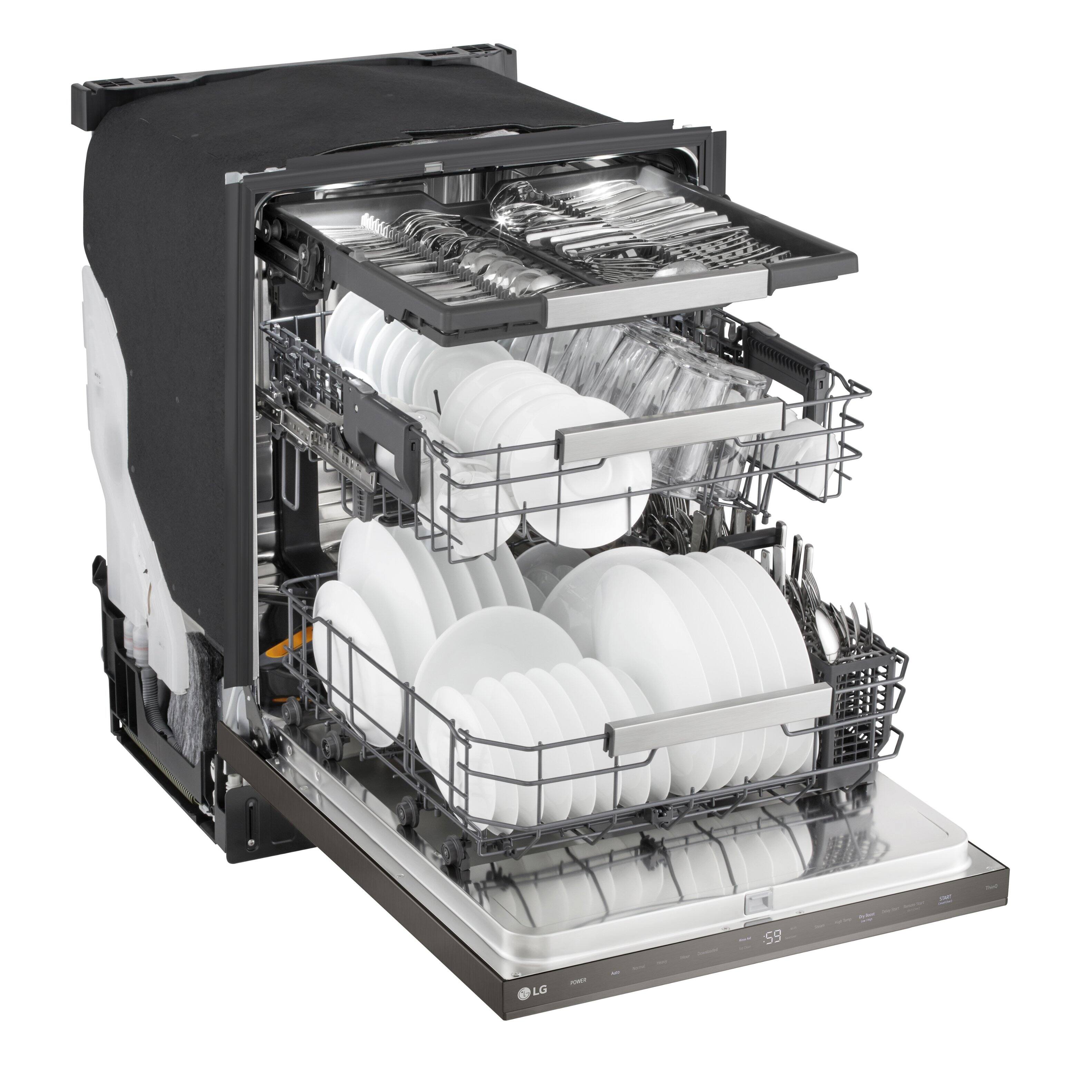 Alt View 14. LG - FlushFit 24" Top Control Smart Built-In Stainless Steel Tub Dishwasher with 3rd Rack, 1-Hour Wash & Dry Cycle and 42dBA - Black Stainless Steel.